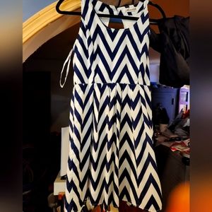 Navy Blue & Cream sundress open back